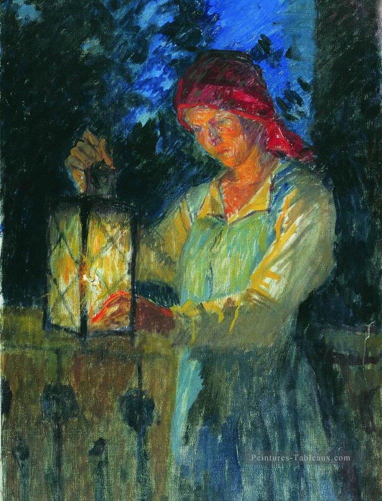 fille avec latern Nikolay Bogdanov Belsky Peintures à l'huile